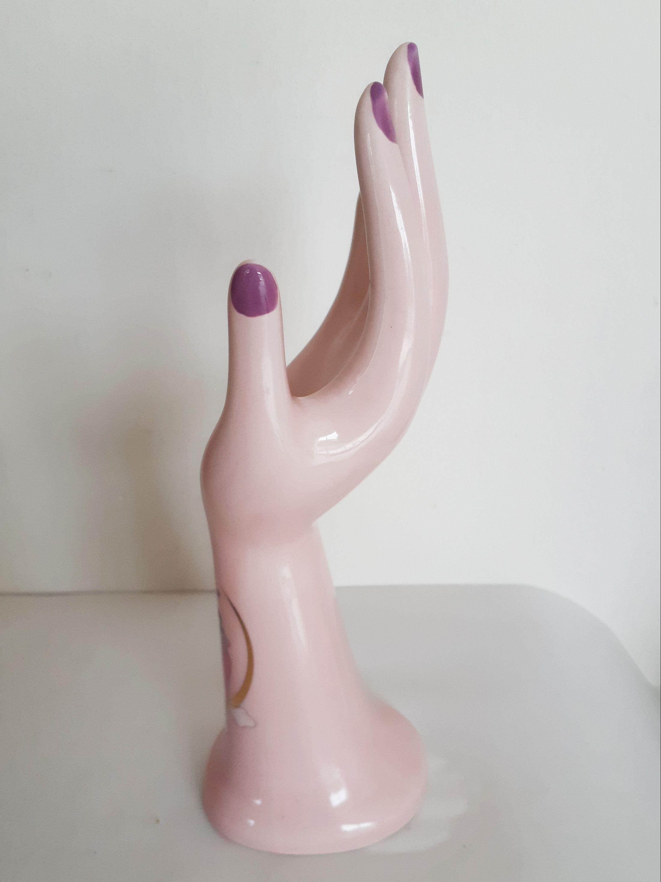 Hand wear pink jewelry , Pierrot, soliflore, vintage French, 50s