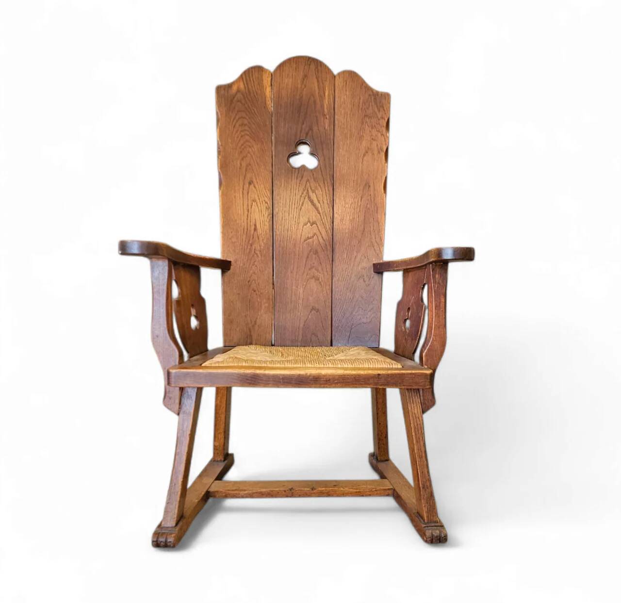 High back / monastery / rush seat armchair 1950s