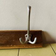 Vintage wooden wall coat rack - triple hook