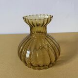 Tulip for table lamp in amber-colored glass, beaded borders