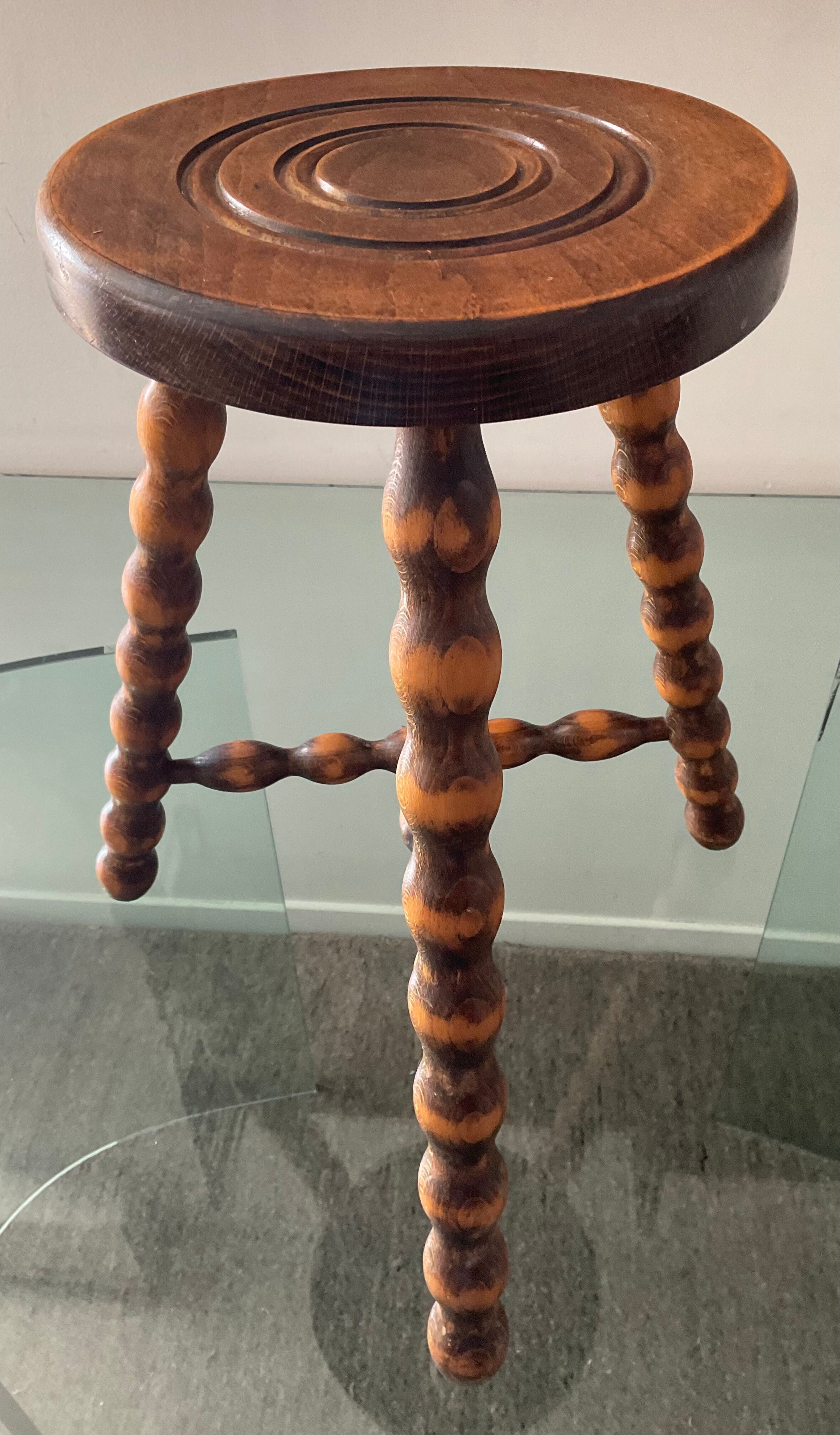 Vintage wooden tripod stool