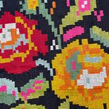 Romanian vintage carpet with delicate flowers 258x138cm