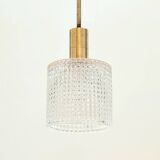 Mid-Century Scandinavian Crystal Glass & Brass Ceiling Light by Fagerlund