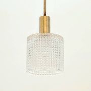 Mid-Century Scandinavian Crystal Glass & Brass Ceiling Light by Fagerlund
