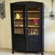 30s glass Parisian wooden cabinet