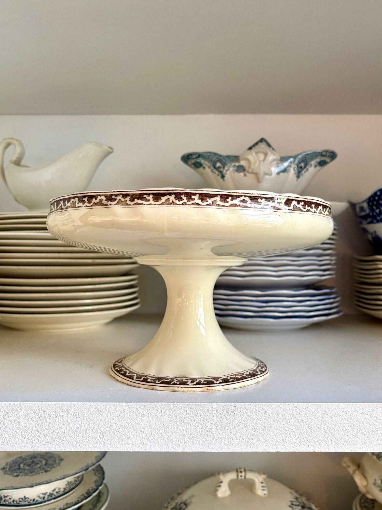 Large Creil & Montereau fruit bowl in brown ironstone