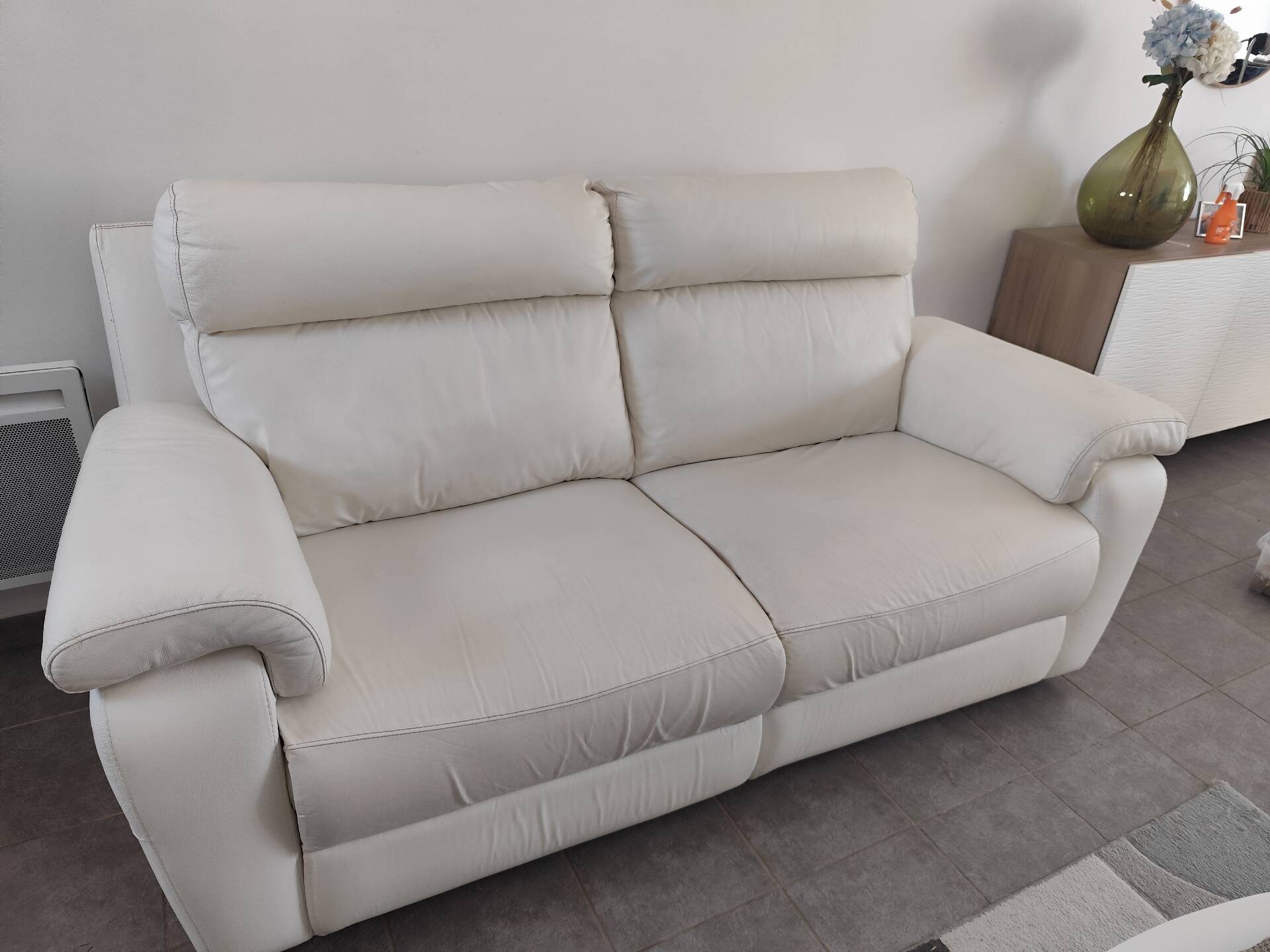 Canapé cuir blanc