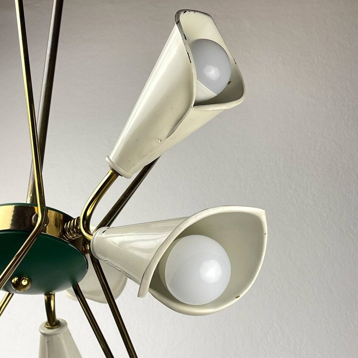 Metal chandelier mid-century modernist by Stilnovo, 1970s