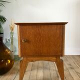 Bedside table in oak and brass 50s