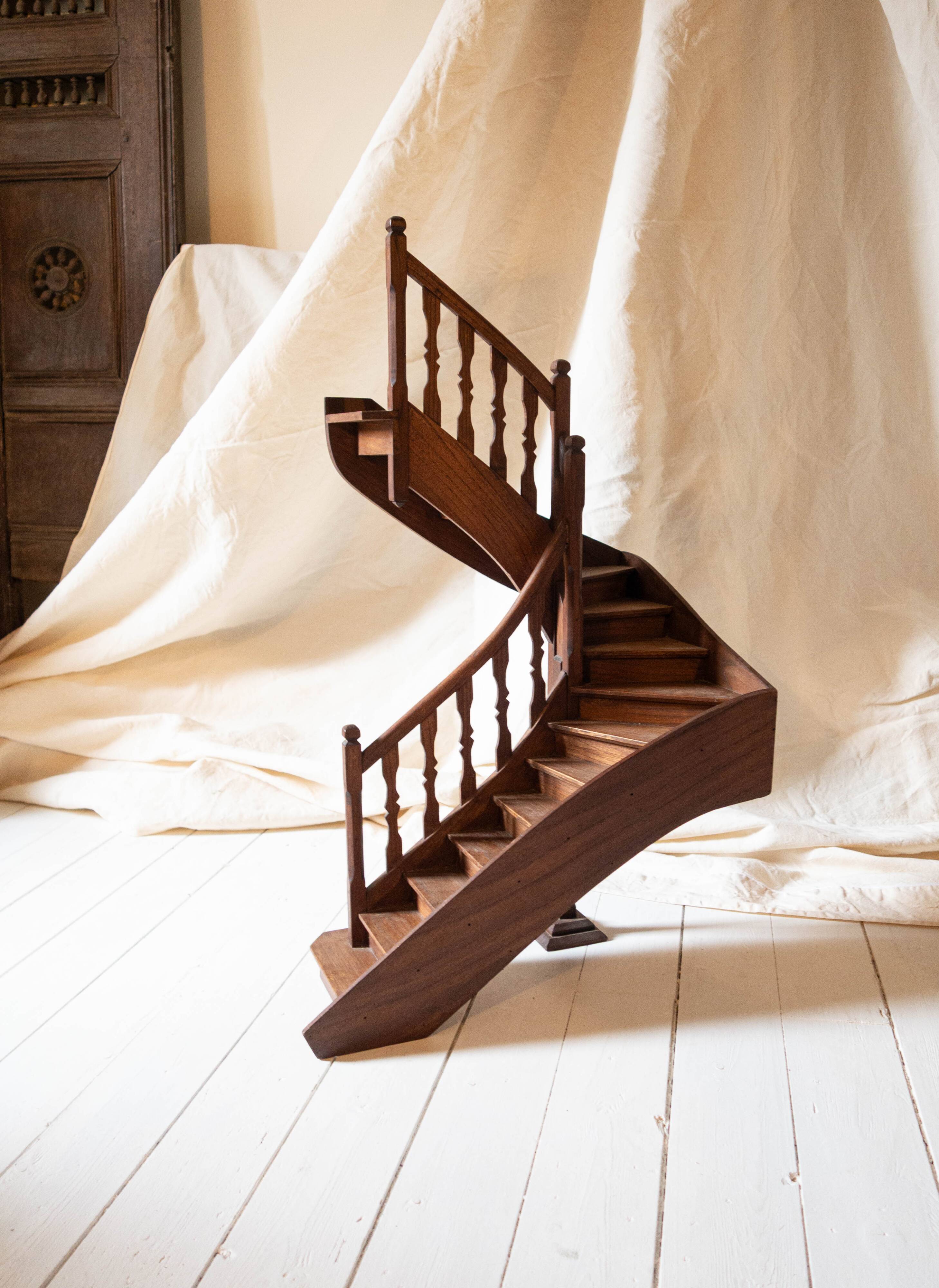 Model of an old wooden staircase, craftsmanship work.
