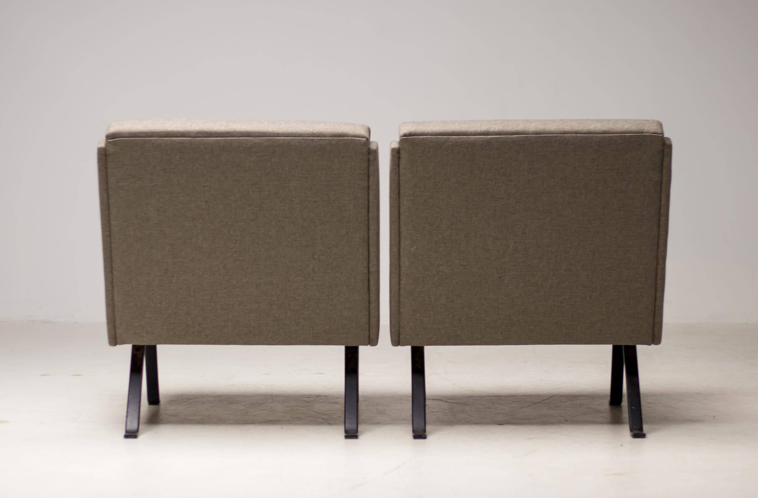 Dutch architectural lounge chairs, pair, Netherlands, circa 1960