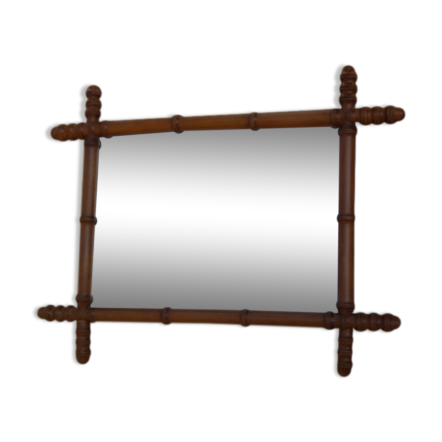 Mirror with turned wooden frame imitation bamboo