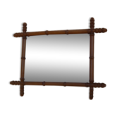 Mirror with turned wooden frame imitation bamboo