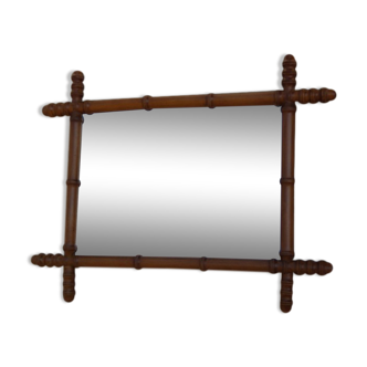 Miroir avec cadre en bois tourné imitation bambou
