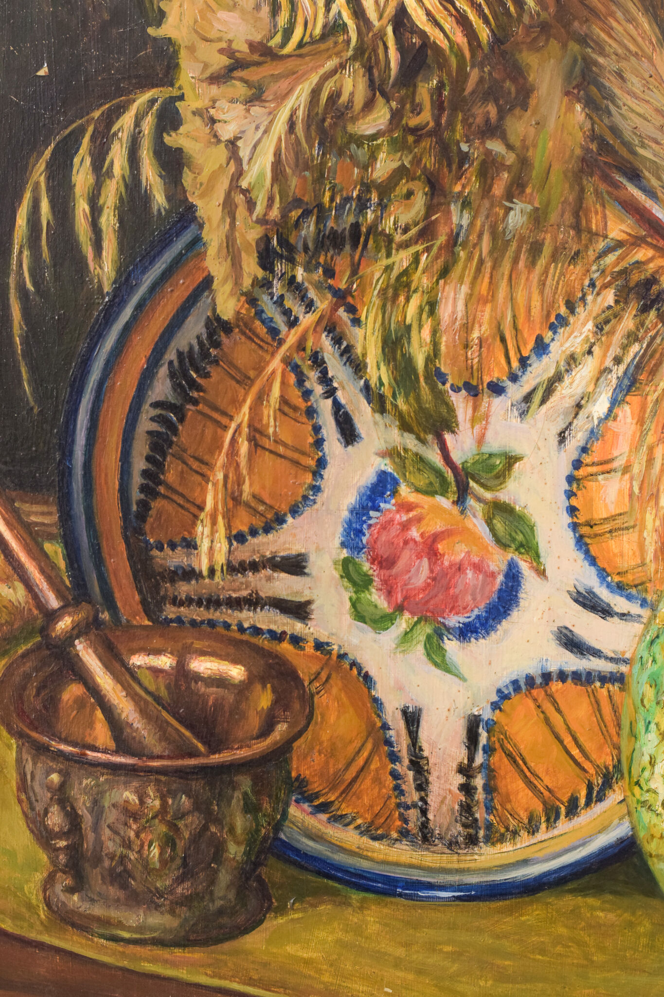 Still life with sunflowers and majolica jug