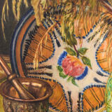 Still life with sunflowers and majolica jug