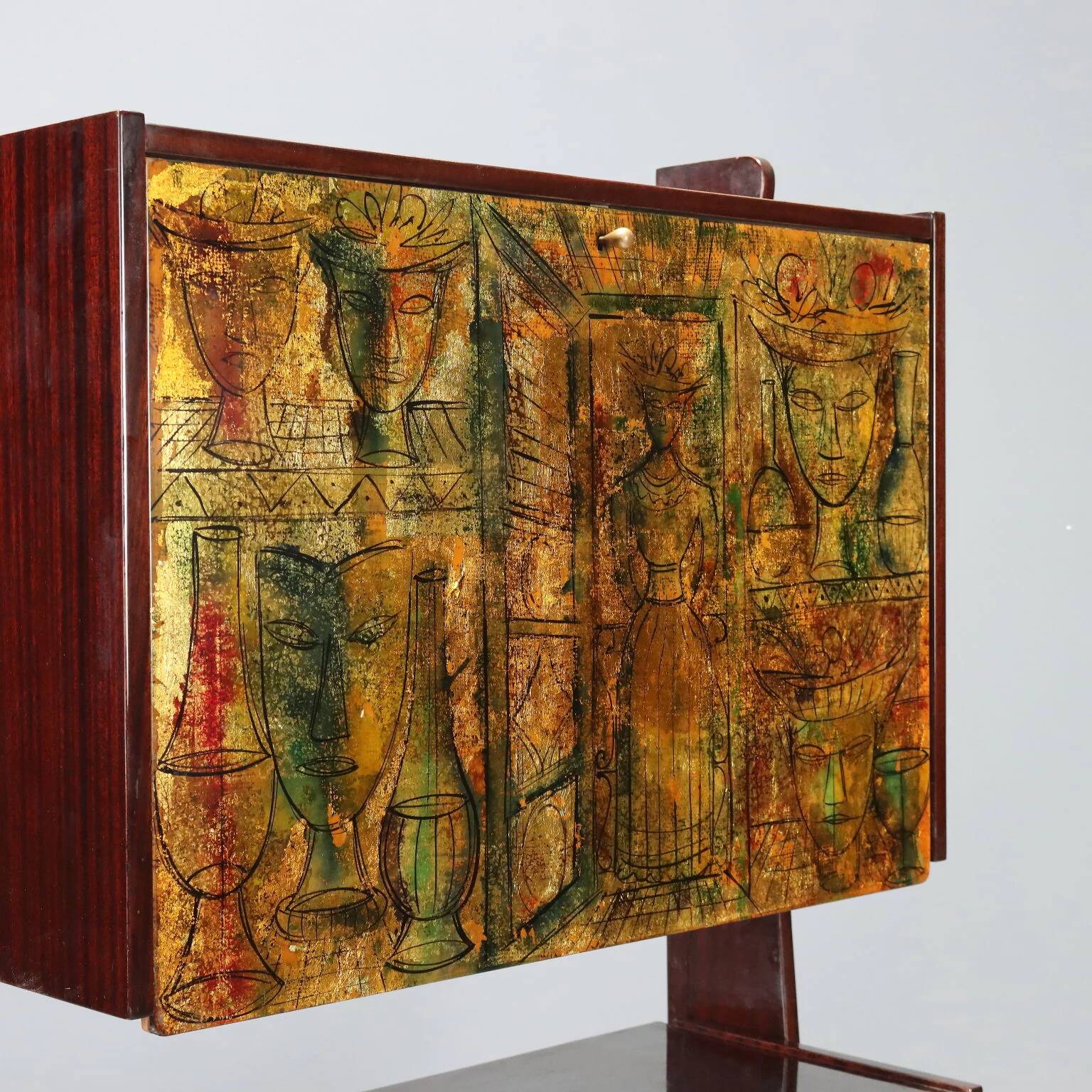 Vintage mahogany bar cabinet from the 1960s.