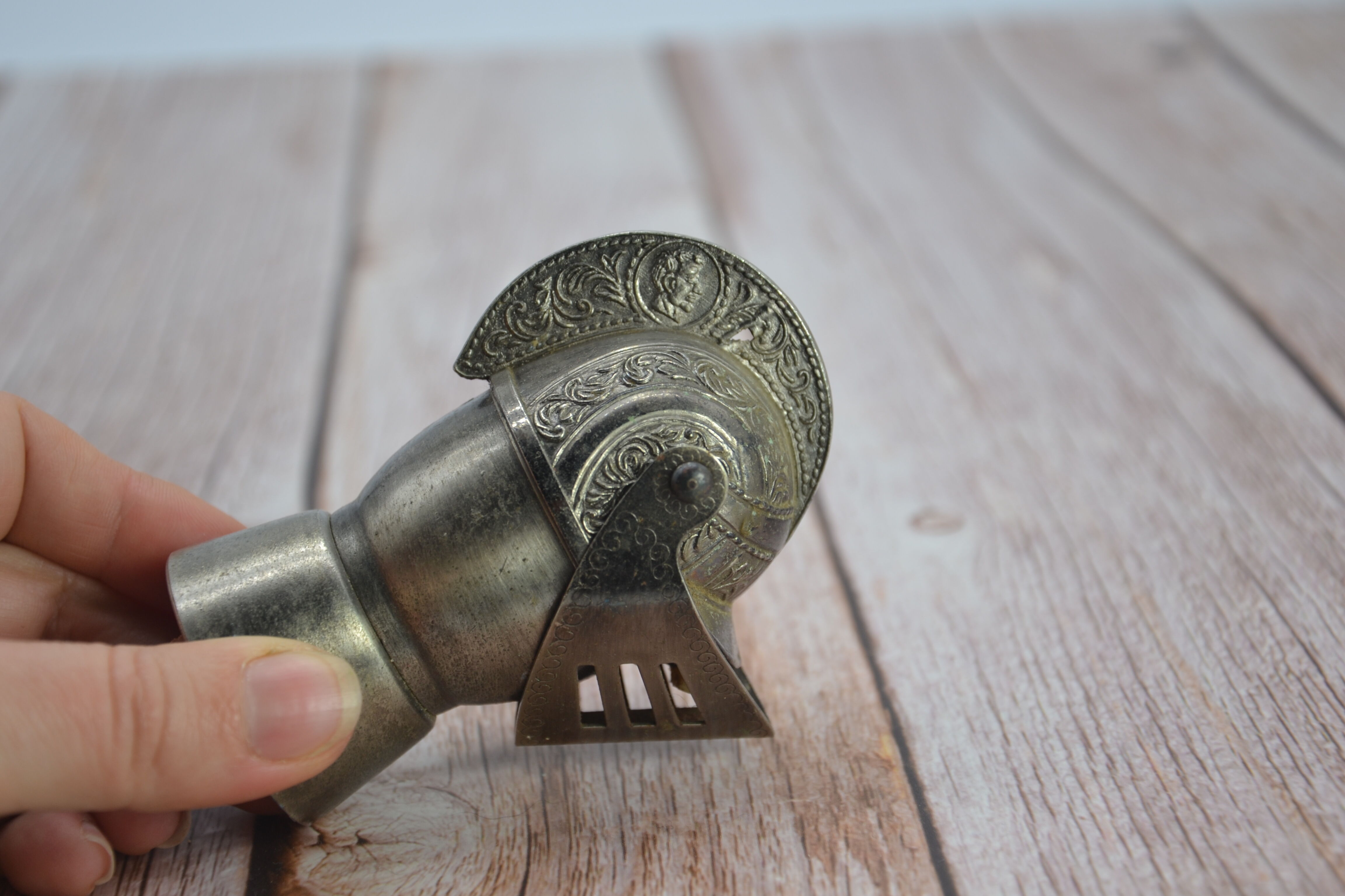 Old silver metal pouring cap