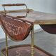 1970s drinks bar cart with side flaps in marquetry
