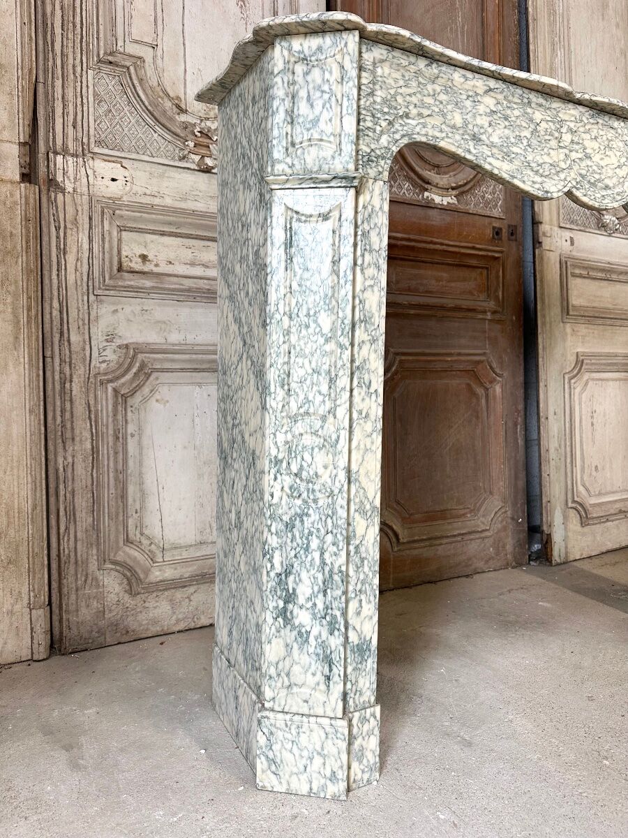 Cheminée de Louis XV pompadour circa 1900 marbre vert d’Estours