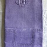 Old damask tablecloth in linen and iris silk
