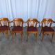 Set of 4 Bentwood Dining Chairs / Vintage Thonet Style, Red Faux Leather