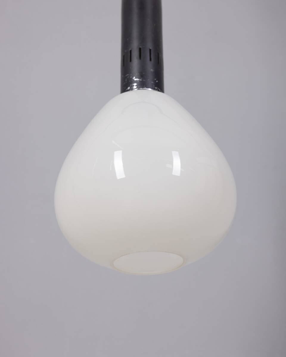 VINTAGE 1970S WHITE GLASS PENDANT LAMP, ITALIAN DESIGN