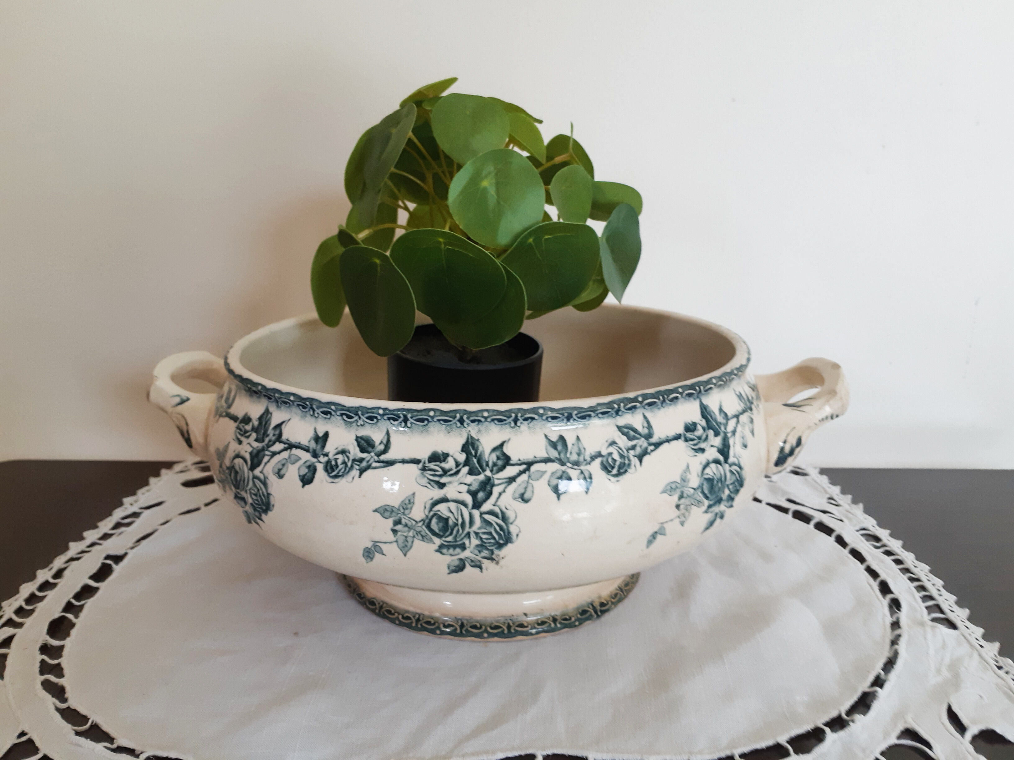 Antique earthenware salad bowl H B Paris