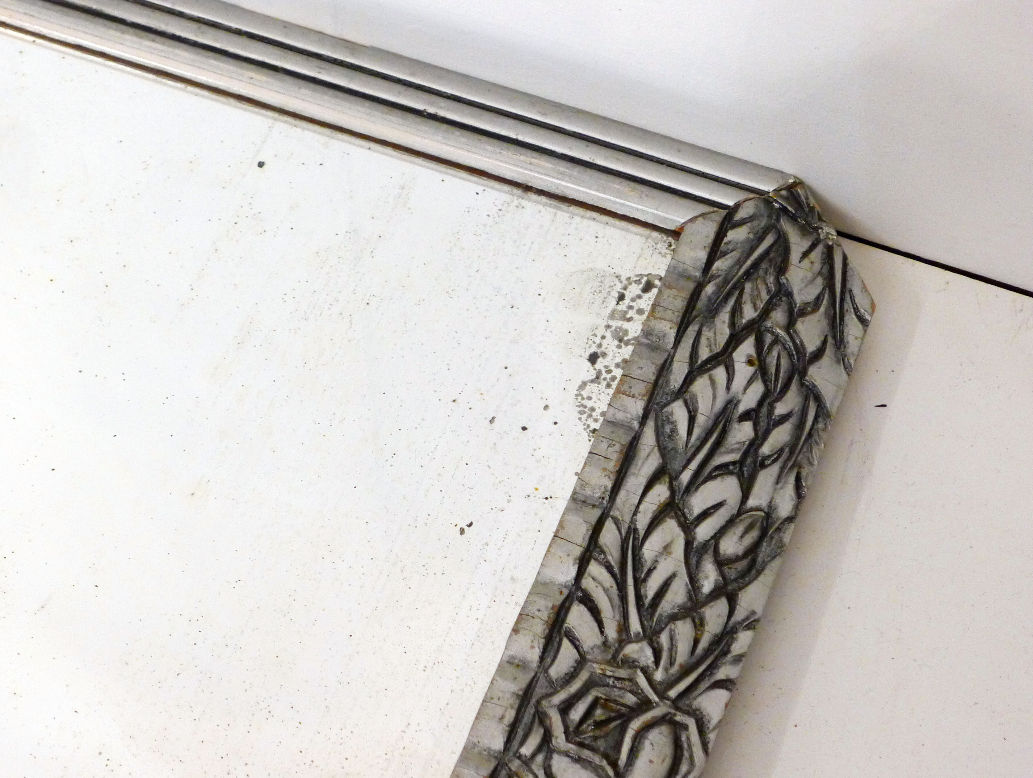Large silver Art Deco mirror 53x40cm