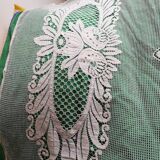 Bedspread, old crochet bedspread, openwork flowers, square mesh