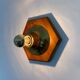 Vintage hexagonal wall lamp with pine wood and brass, 1970s
