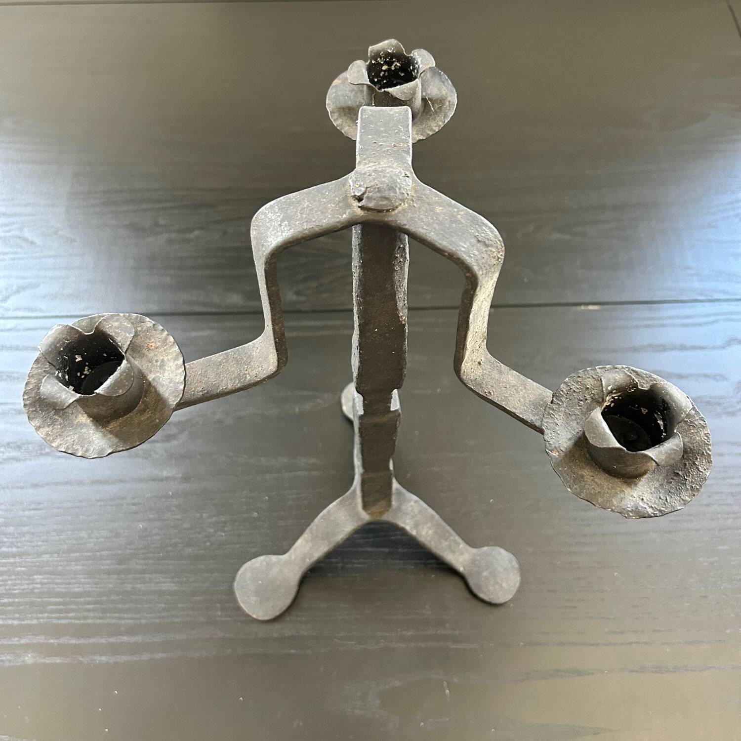 Brutalist wrought iron candlestick