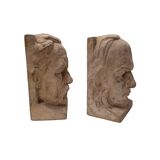 Serre-livres anciens en plâtre français par Joanny Durand, début des années 1900