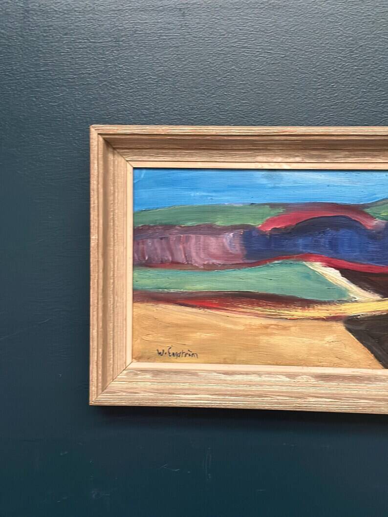 Original Swedish Oil on Canvas – “Abstract Landscape” by W. Engström – Dated 1900 – Signed – Vintage & Framed – 40 × 30 cm (23.6" x 16.5")