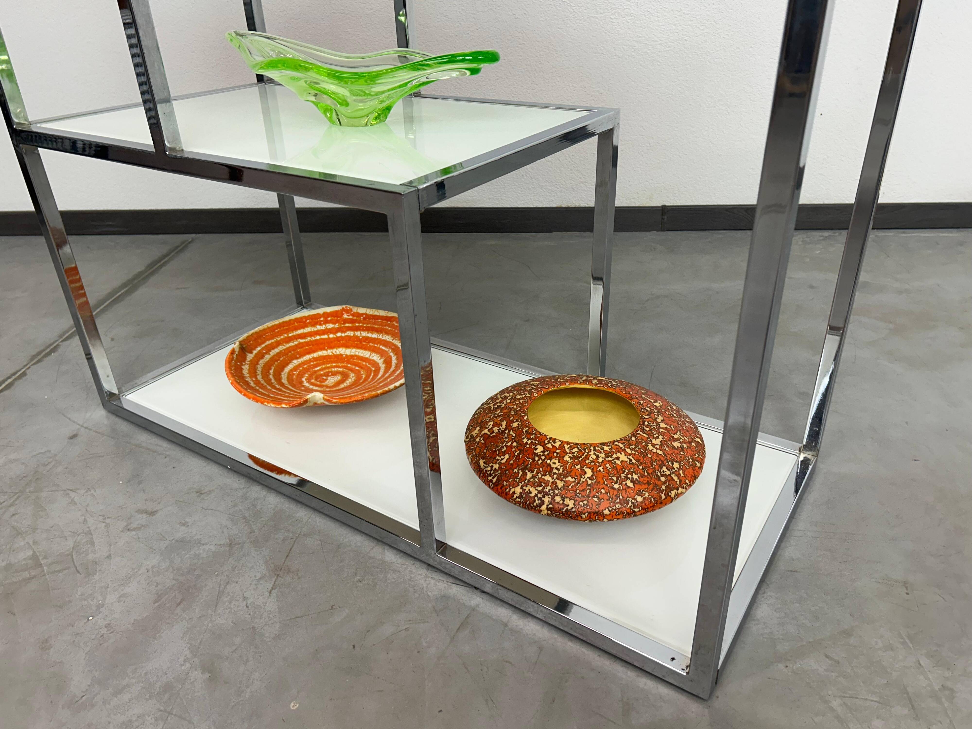 Mid-century modern chrome shelf by Milo Baughman