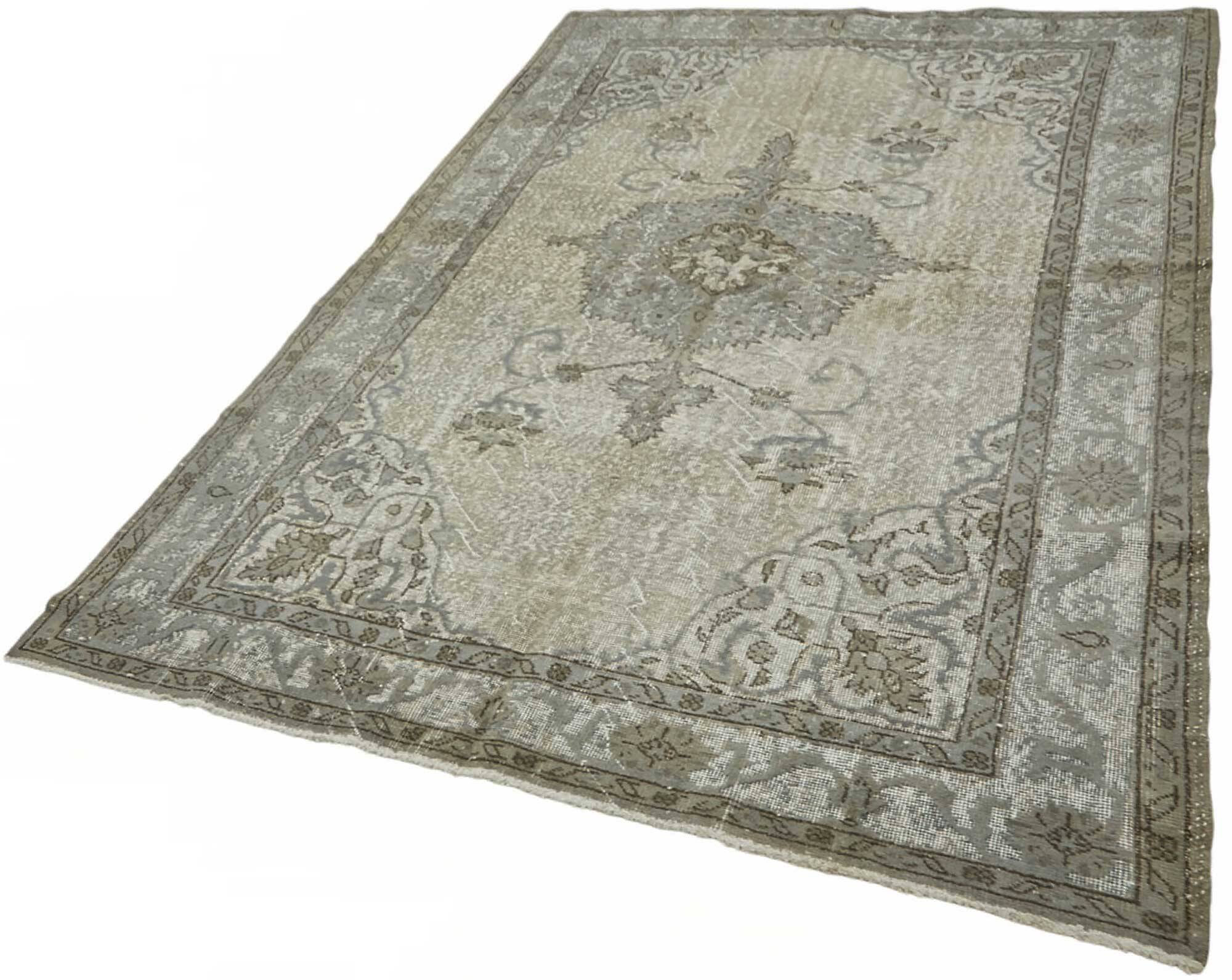 Overdyed Wool Vintage Handmade Carved Rug 173 cm x 272 cm