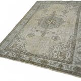 Overdyed Wool Vintage Handmade Carved Rug 173 cm x 272 cm