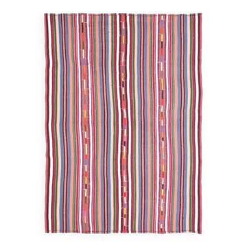 Tapis vintage turc Oushak fait à la main en laine et coton rose