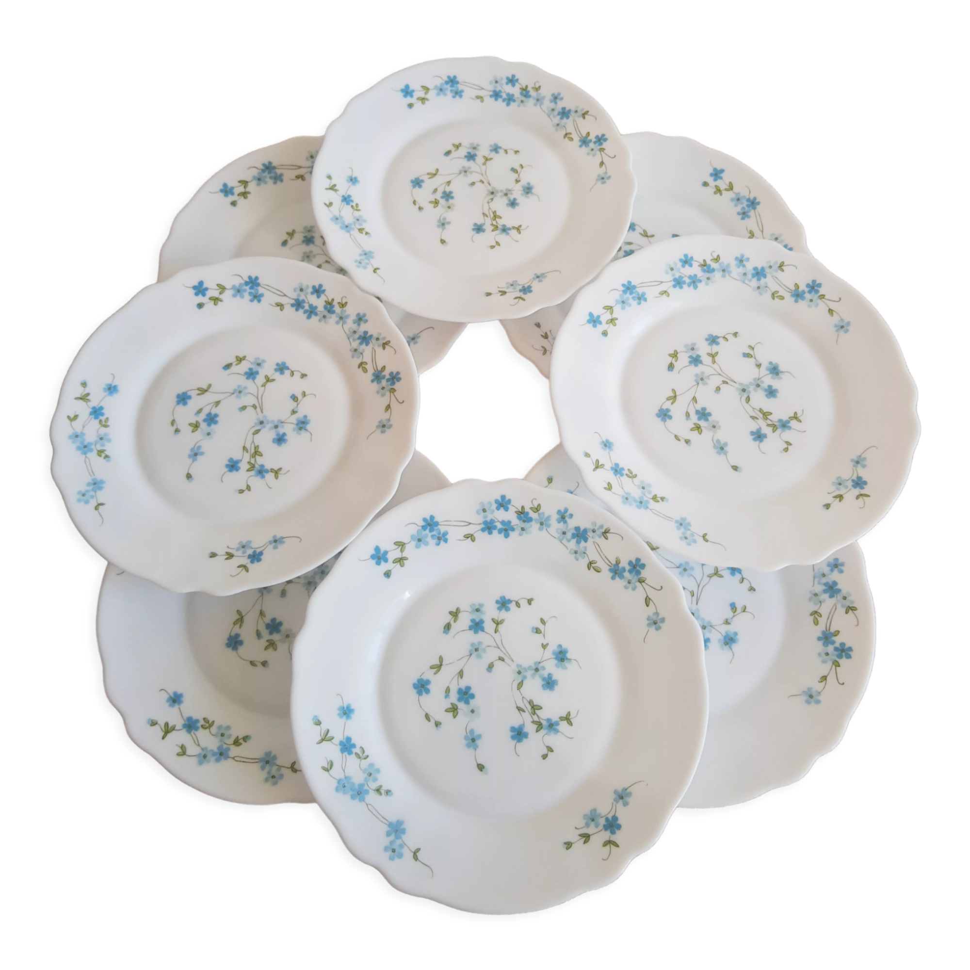 Set of 8 dessert plates Arcopal model Véronica vintage