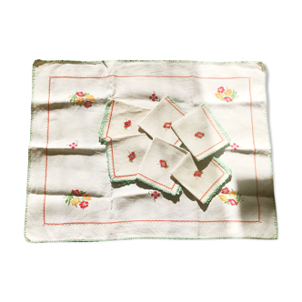 Hand-embroidered tea tablecloth