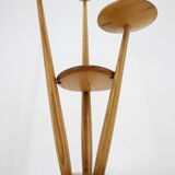 1960s wooden oak plant stand, czechoslovakia