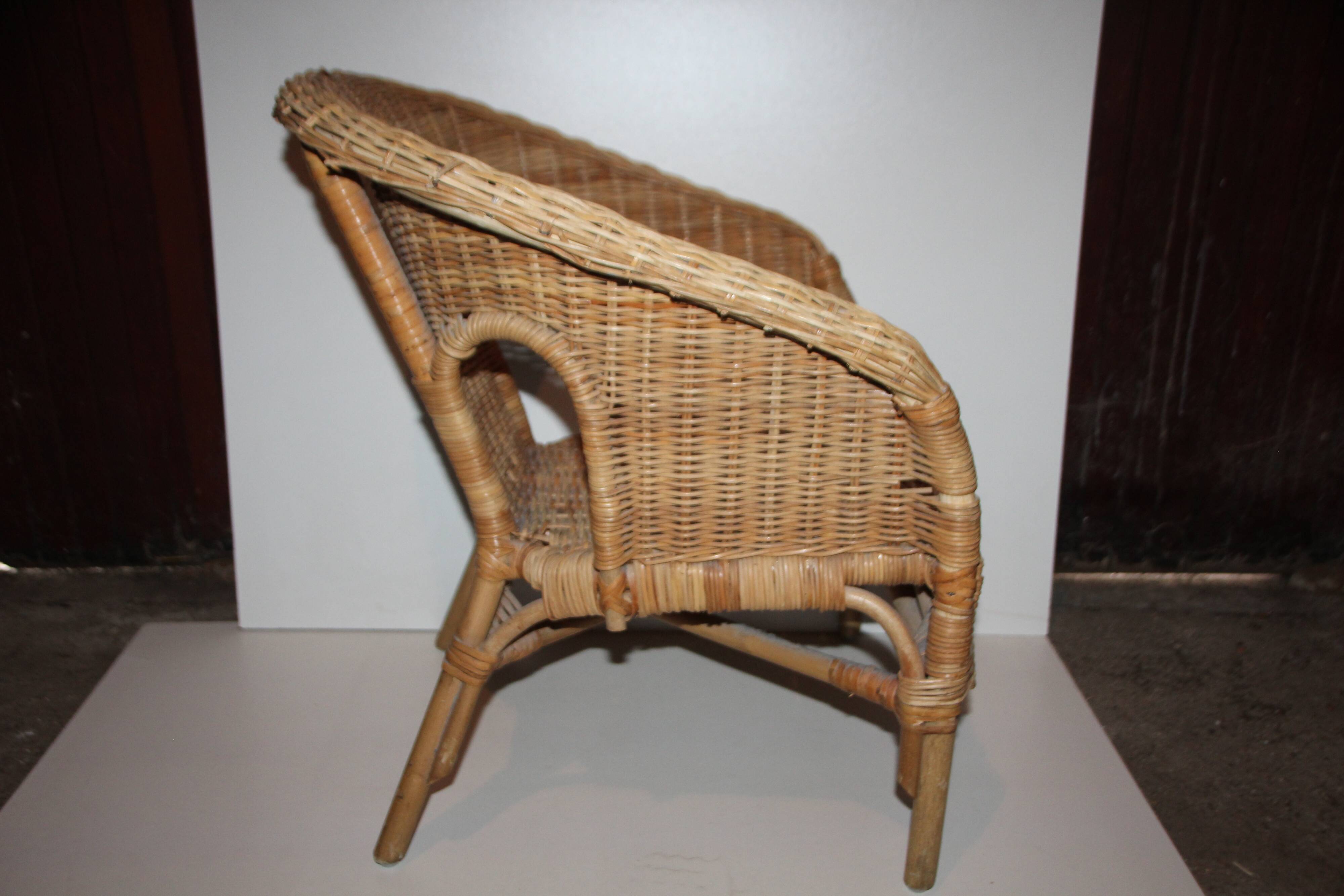Small rattan armchair Children's chair Doll