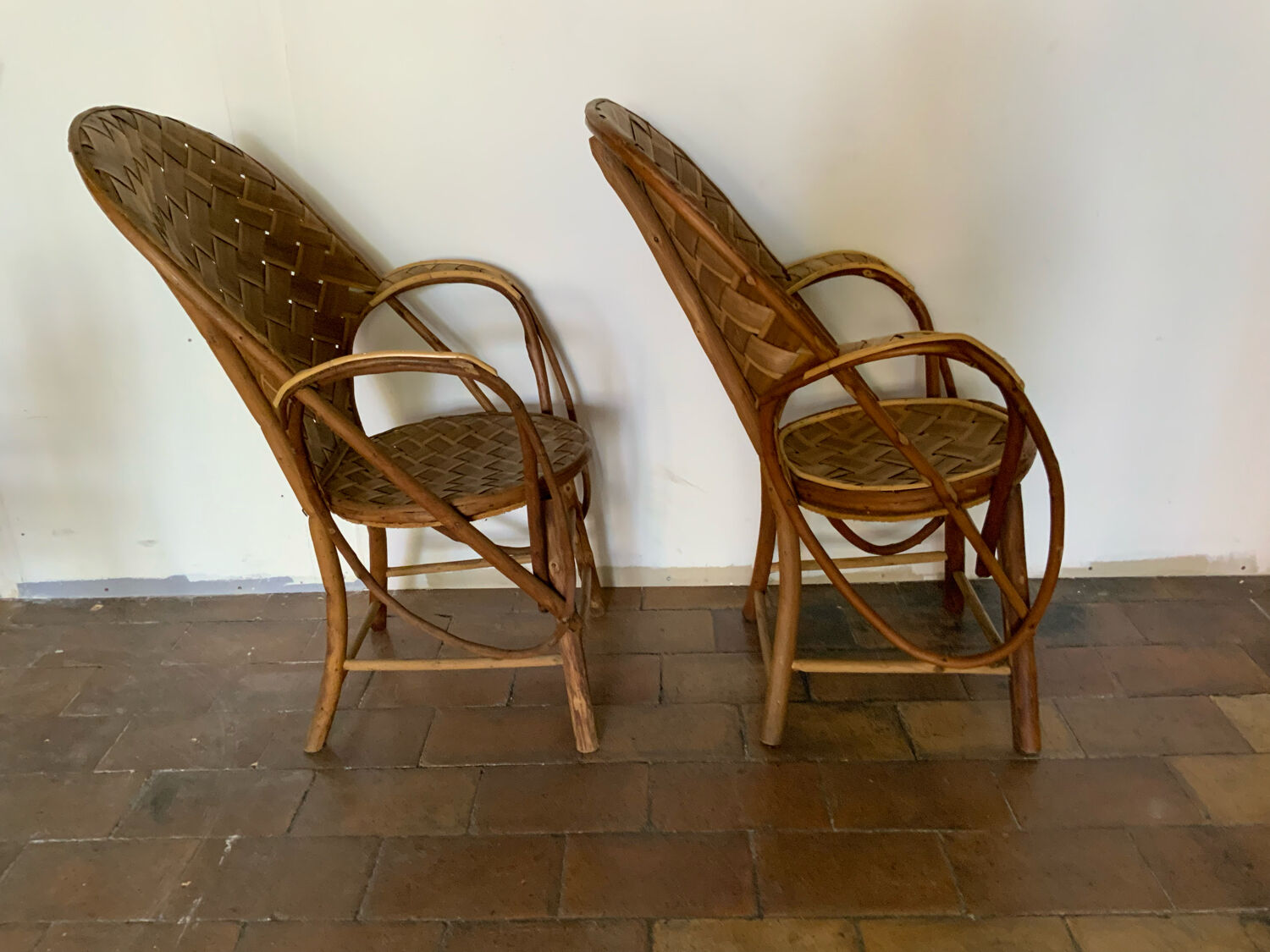 Pair of chestnut armchairs