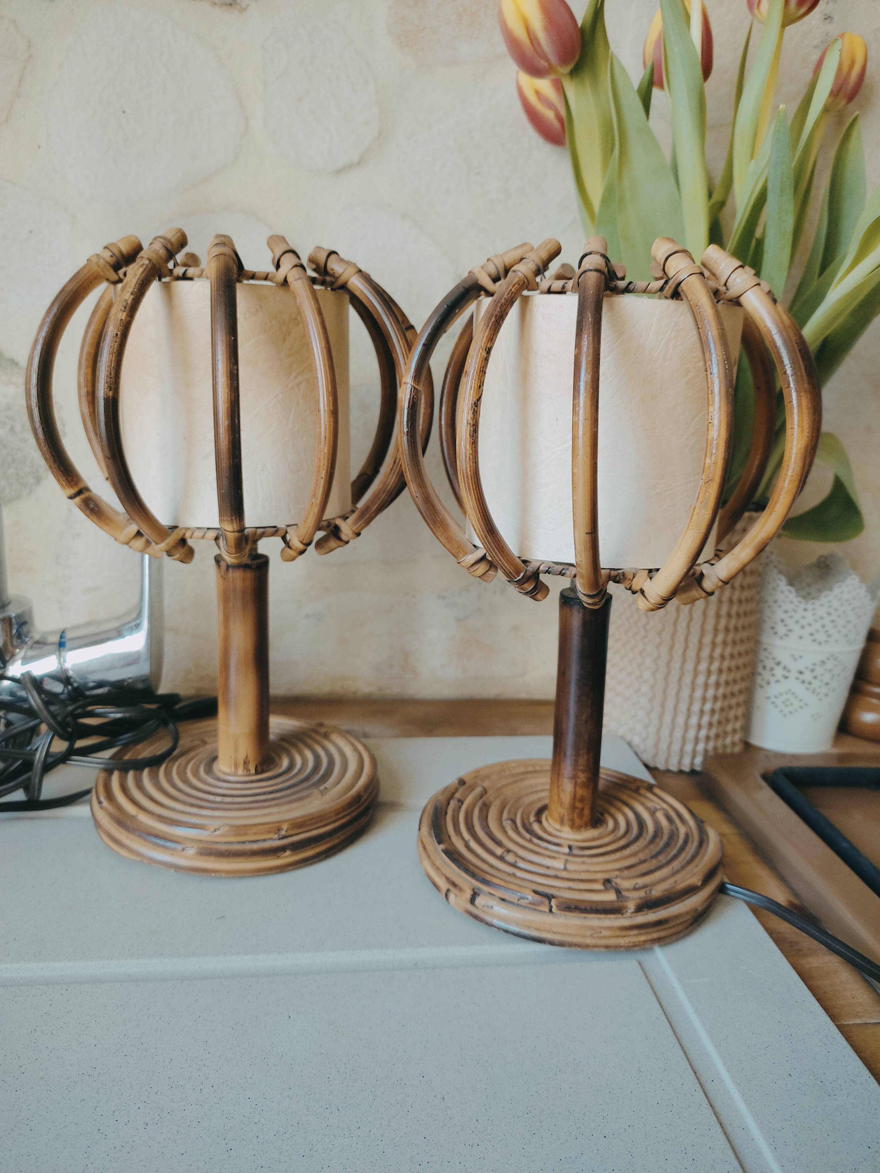 Lampes de chevet en rotin