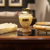 Vintage table lighters + 2 onyx ashtrays – decorative set