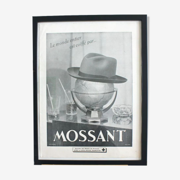 Chapeau Mossant bar affiche vintage originale publicitaire années 1950