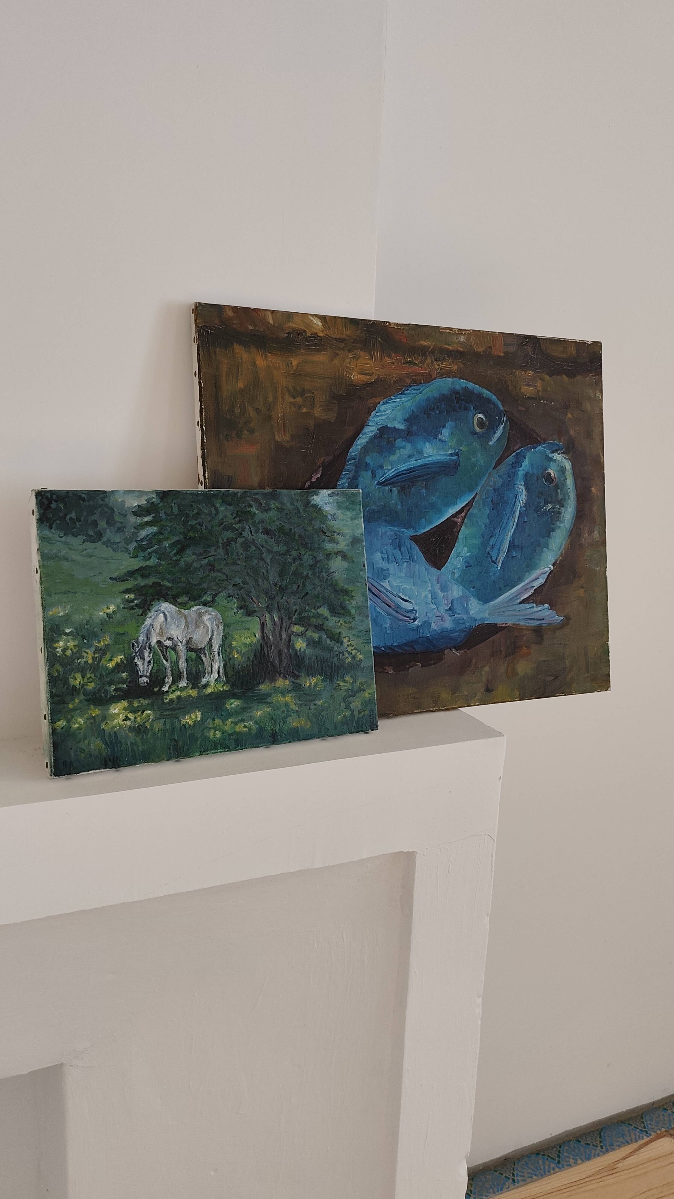 Painting of a horse on vintage old canvas