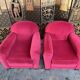 Paire de fauteuils club art déco velours rouge