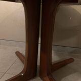 Table scandinave ronde vintage à pied central étoile extensible Baumann