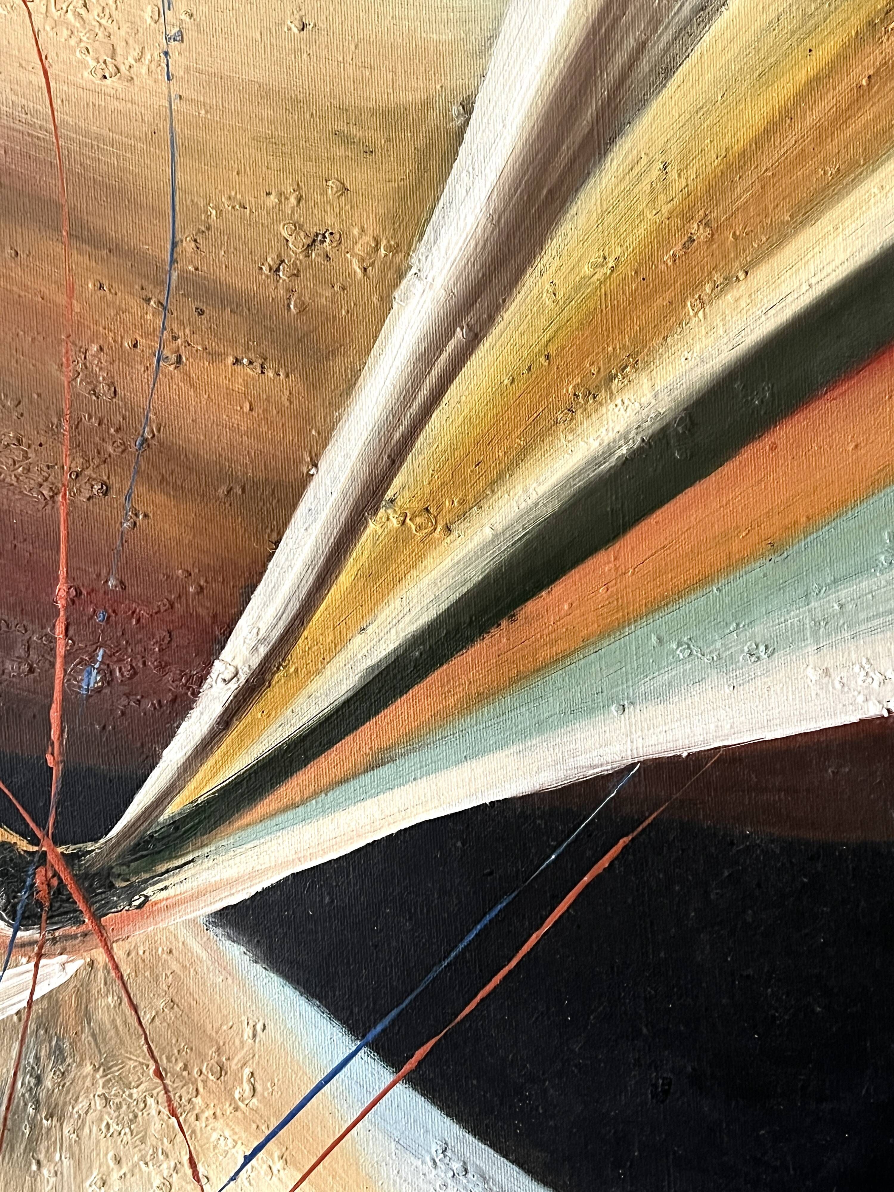 Large abstract modernist painting & original oil signed on canvas